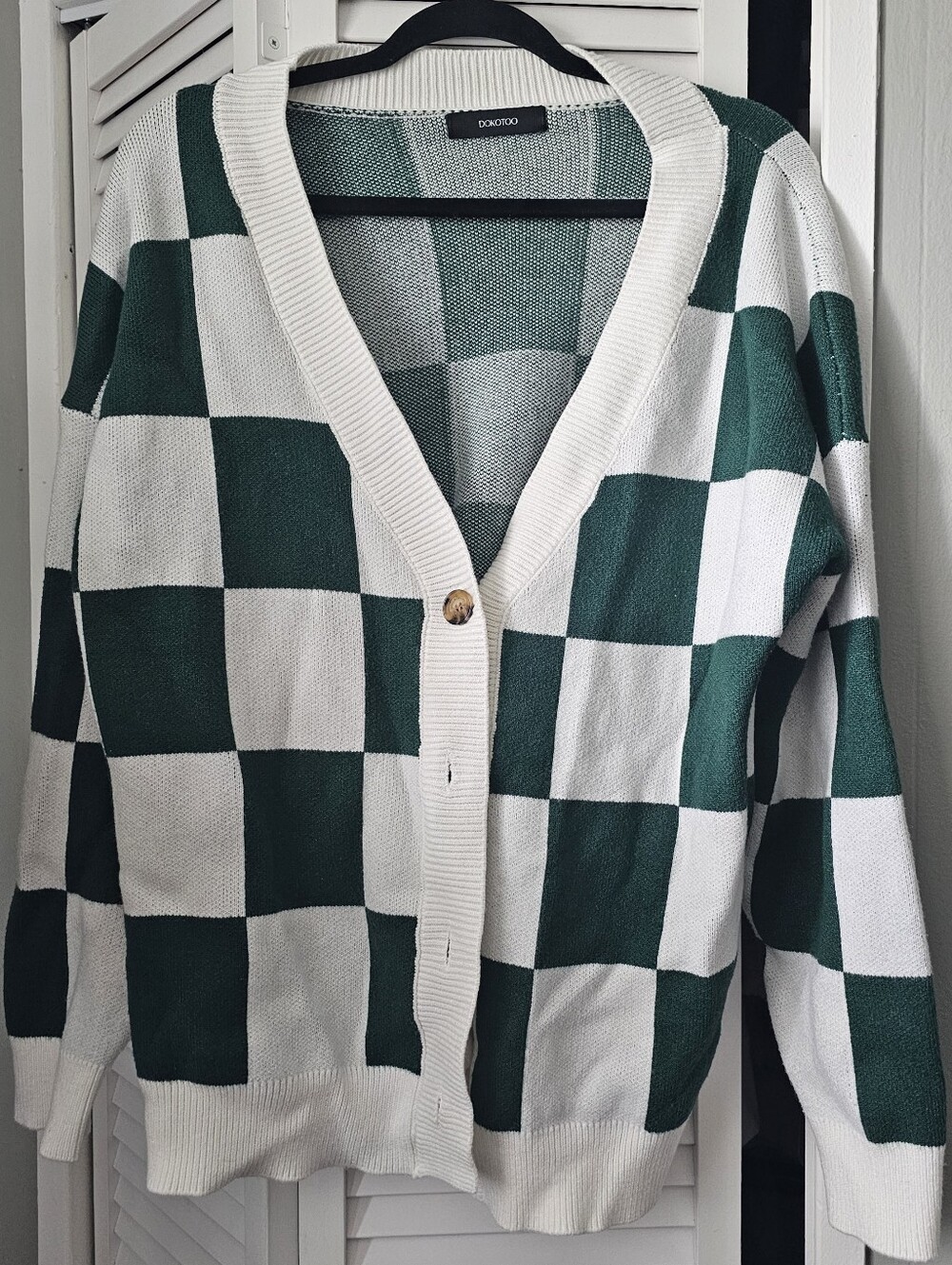 Green Checkered Cardigan